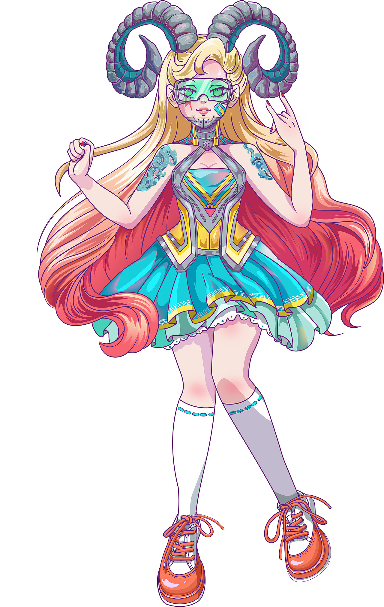 赛博十二生肖拟人"羊女"