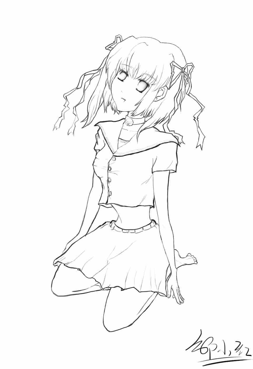 唱歌女孩 跪坐女孩