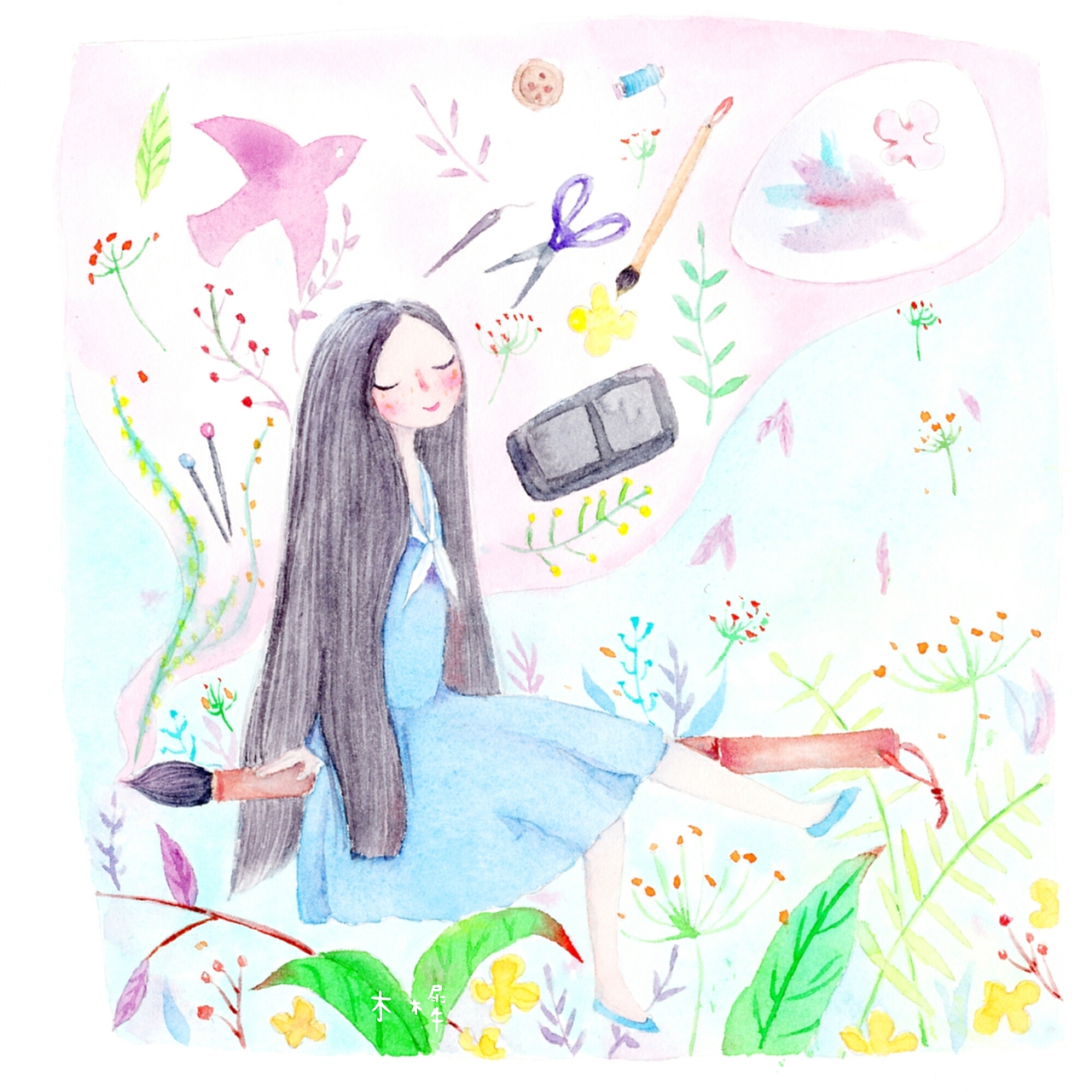 春日物语 水彩插画（图ZNzQxNDI5ODg=） - 商业插画 - 站酷设计师木樨summer原创素材 - 站酷ZCOOL
