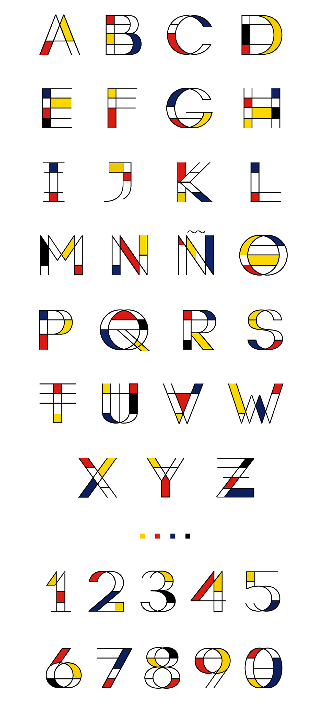 蒙德里安风格中文字体练习内附干货彩蛋哦