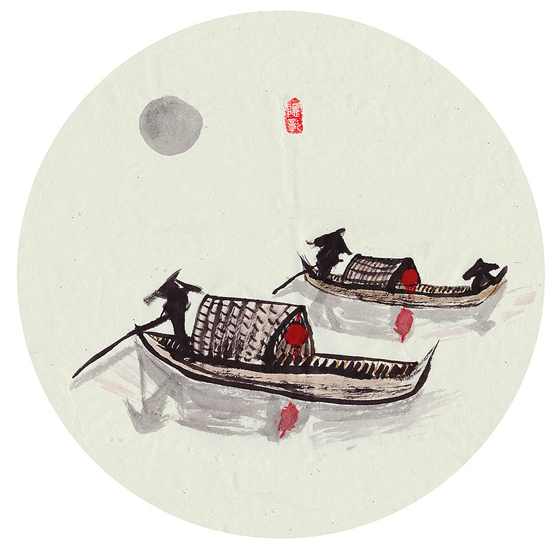 水墨天坛 水墨江南 水墨乌篷船 水墨树 水墨渔船