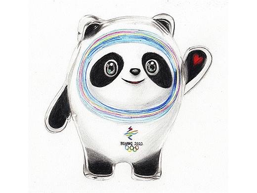 彩铅手绘冰墩墩
