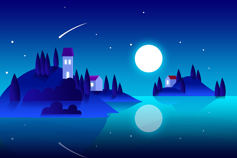 扁平插画风景图