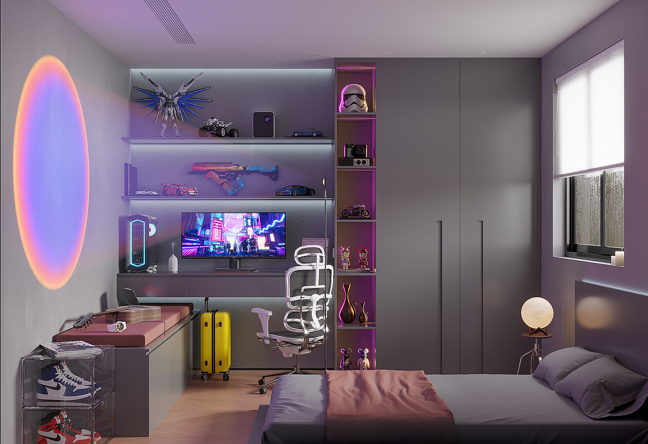 电竞卧室渲染