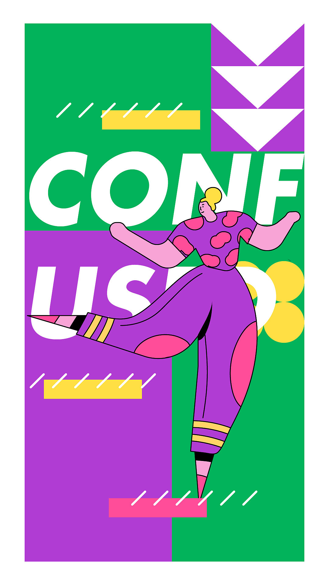 扁平夸张人物插画