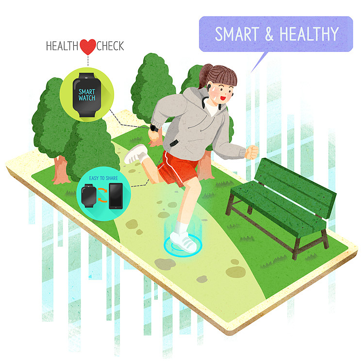 2.5D商务科技金融购物娱乐健身消费支付插画设计素材