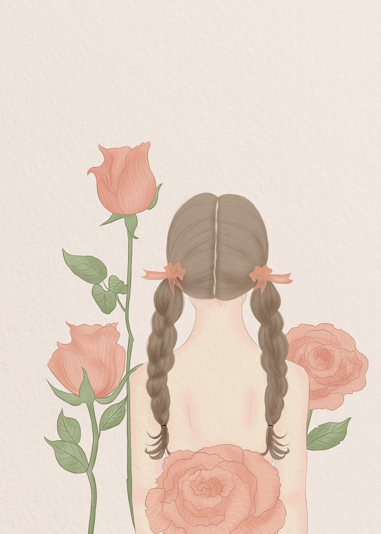 玫瑰花少女|插画|创作习作|猫系女孩_原创作品-站酷zcool