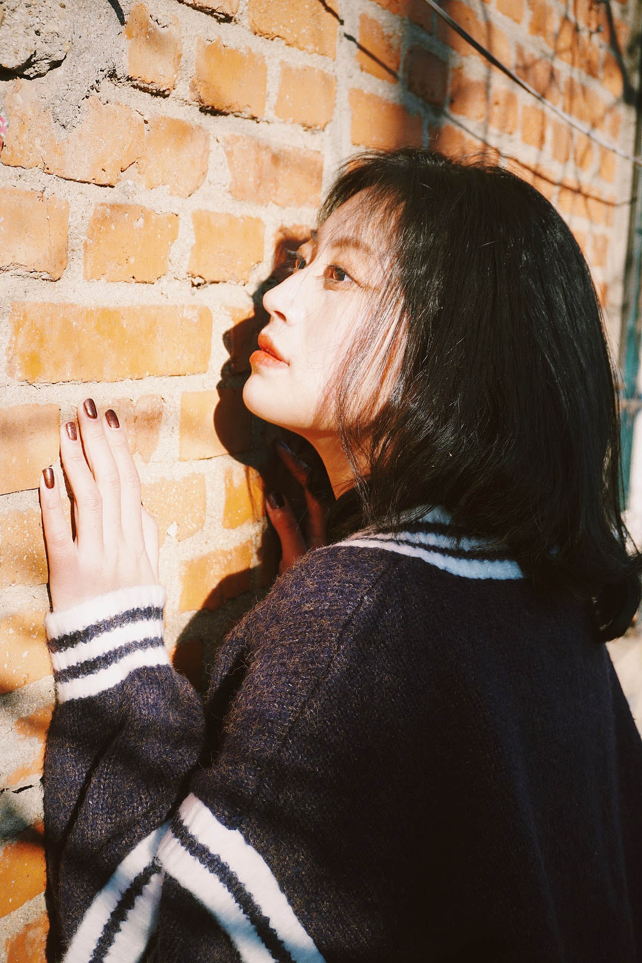 柿子夕阳里的她