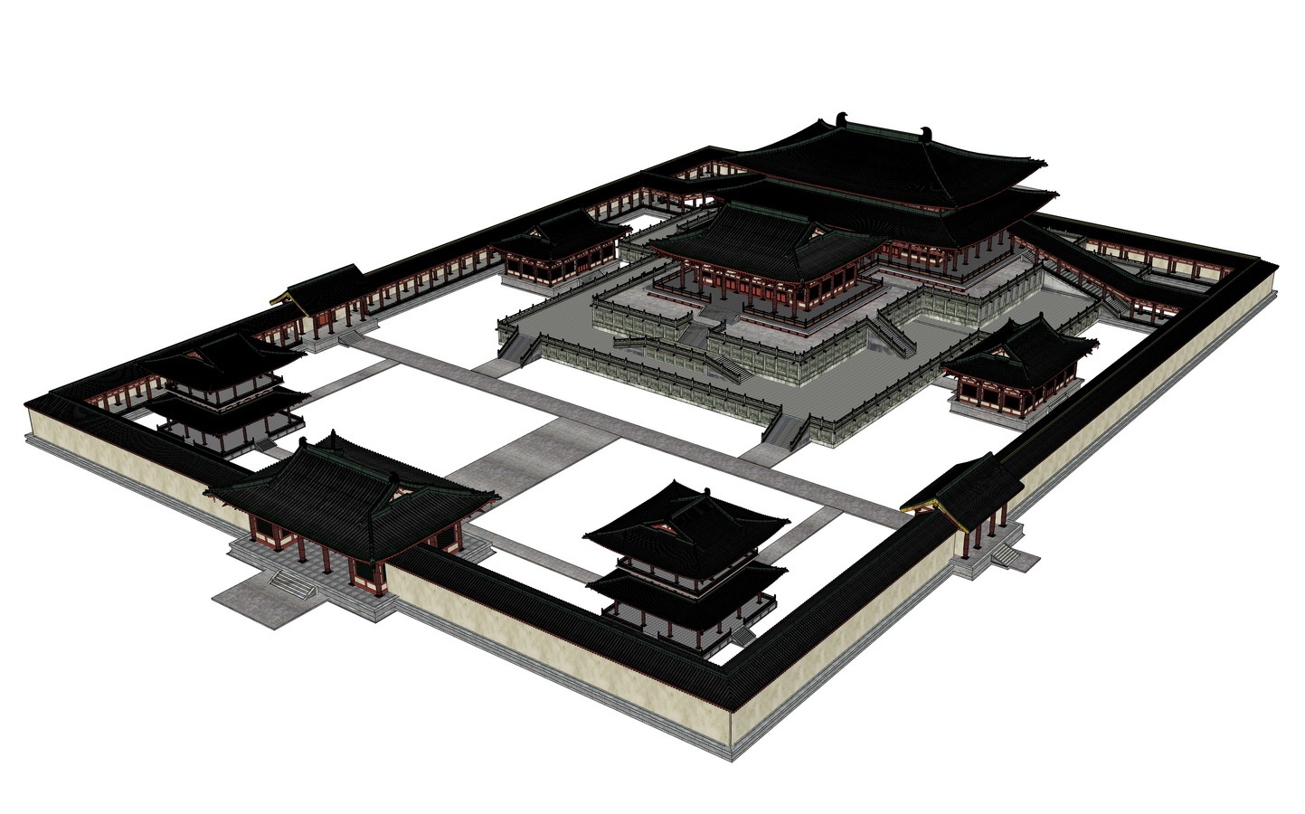 大明宫古建宫殿su模型下载|空间|建筑设计|素模网 - 原创作品 - 站酷