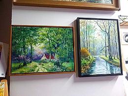 【油画教程】何老师教你画一张30x40油画林中小溪