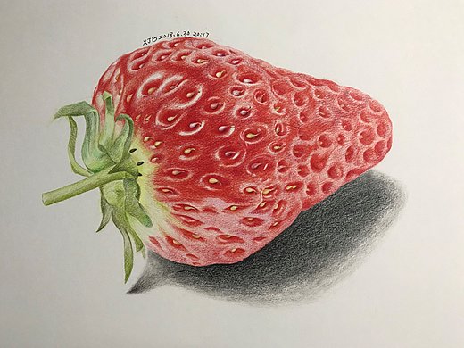 彩铅水果系列-草莓