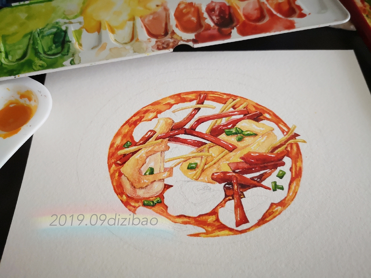 手绘美食,国宴东安鸡