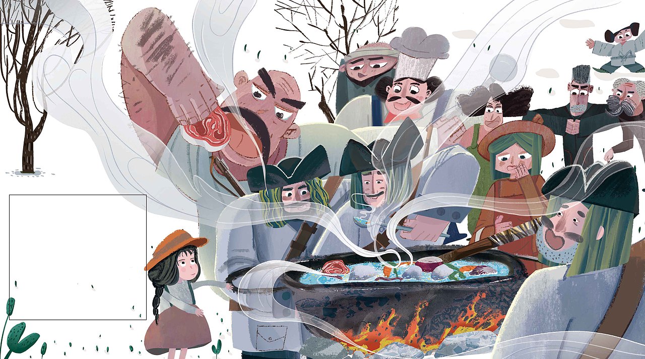 《石头汤》绘本（图ZMjgxOTg4ODgw） - 儿童插画 - 站酷设计师粥酸笼原创素材 - 站酷ZCOOL