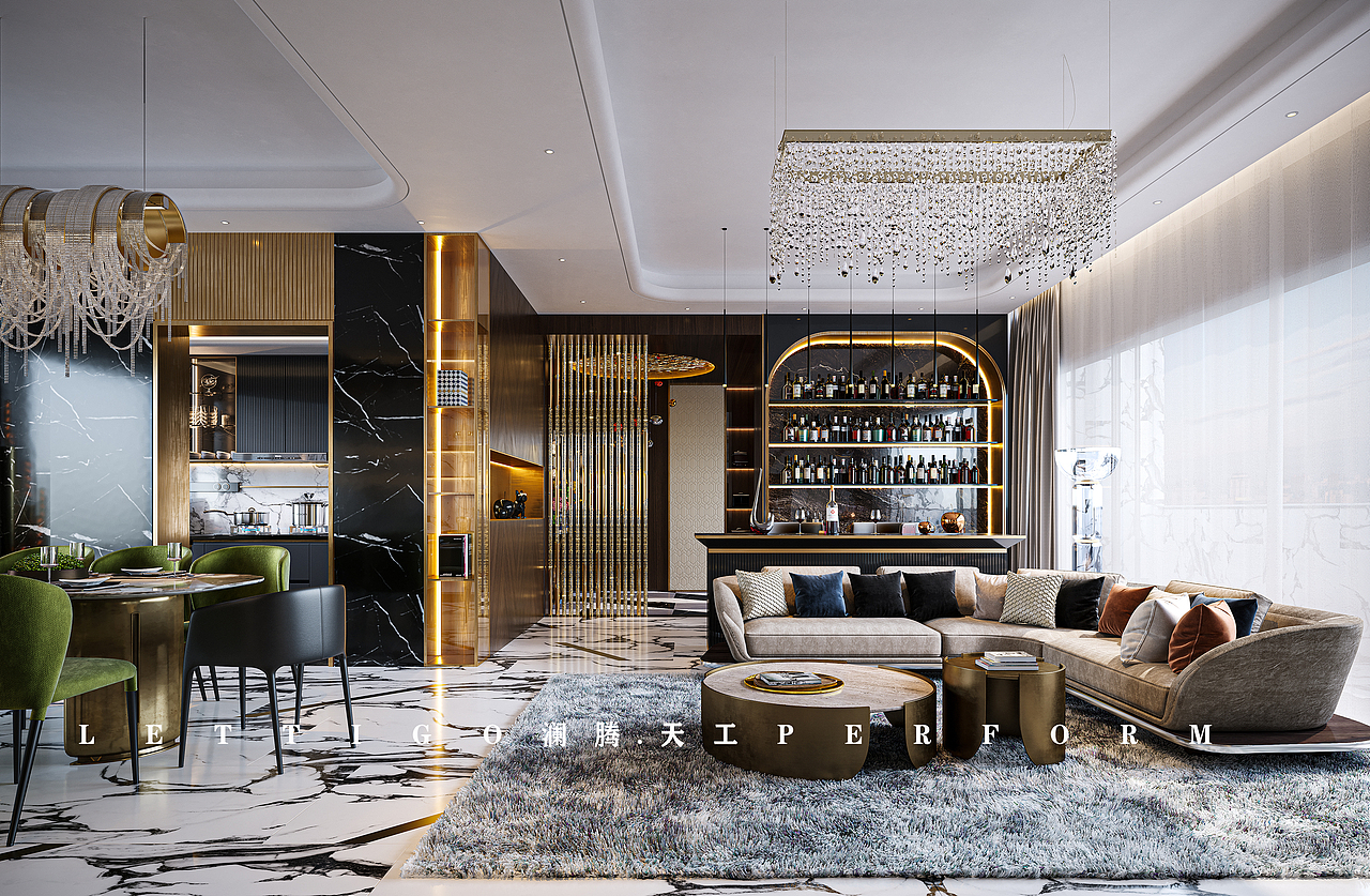 一个极具都市品质的高端港式轻奢空间（图ZMzEyMTcyNjA0） - 家装设计 - 站酷设计师DesignerZtt186原创素材 - 站酷ZCOOL