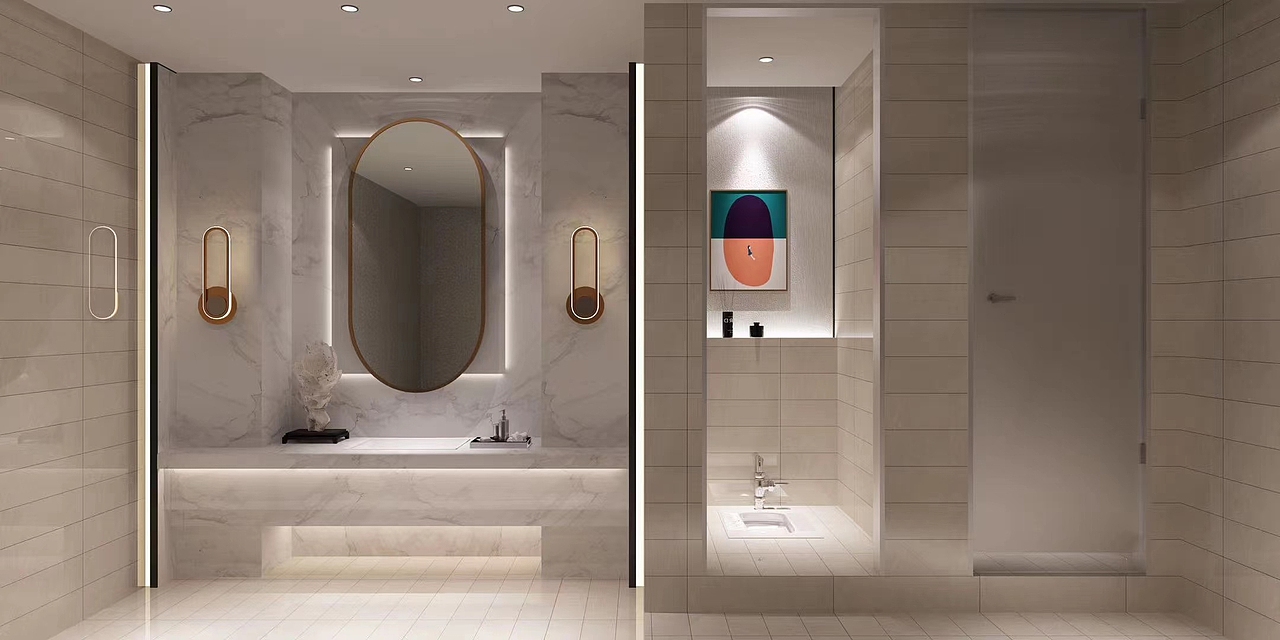 卫浴空间,运动后洗漱,由于没有窗户通风,所以需要在通风透气方面做准备