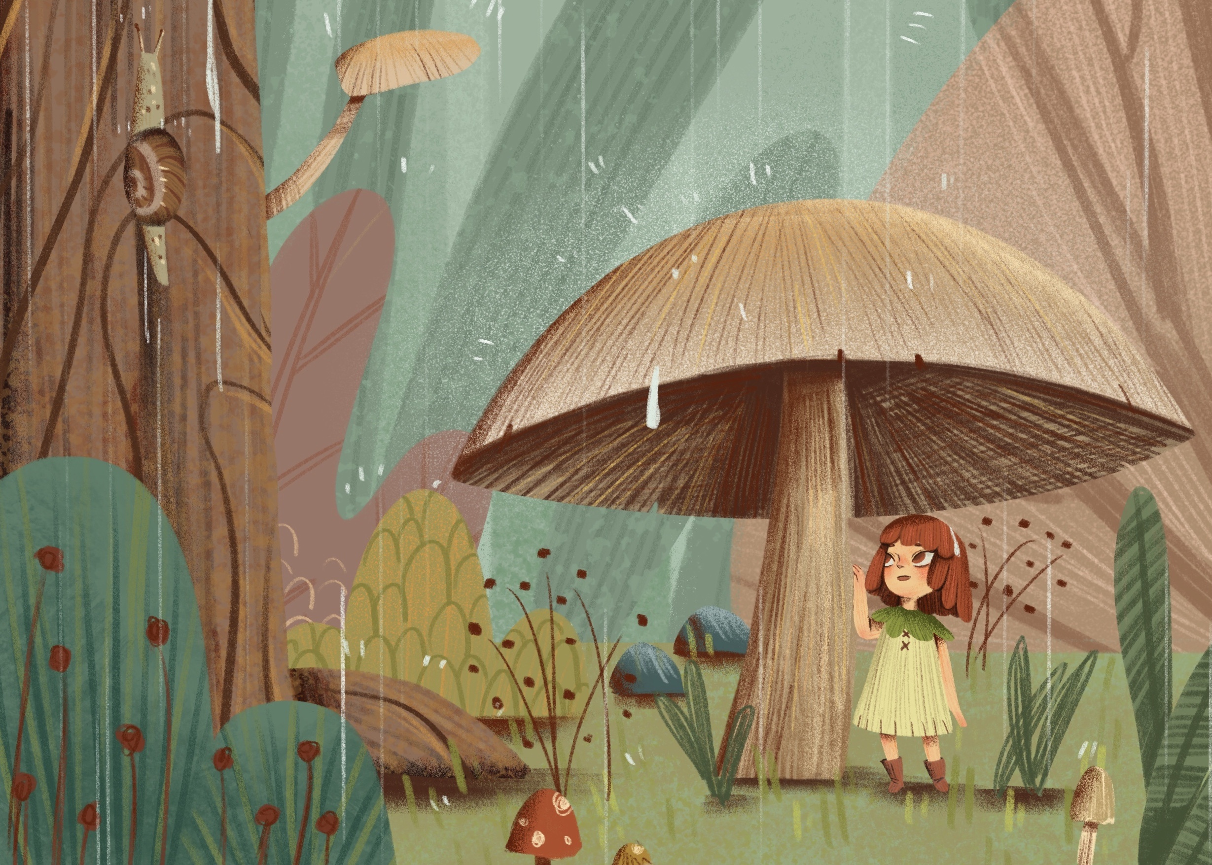 《下雨了》|插画|儿童插画|我的王国 - 原创作品 - 站酷 (ZCOOL)