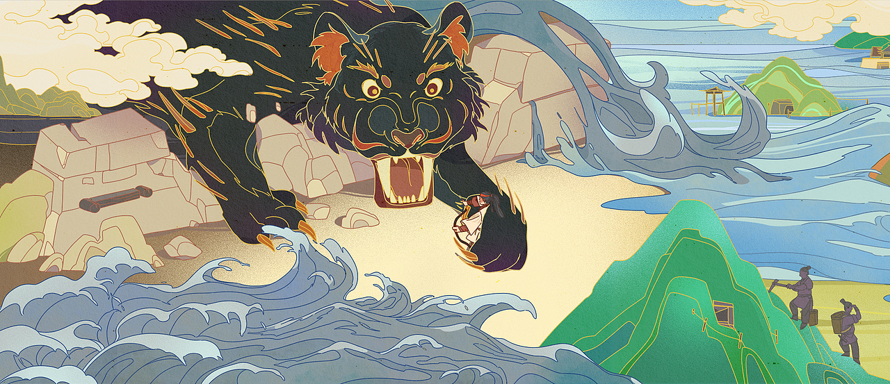 《大禹治水》插图（图ZMjY2NDY0NjAw） - 儿童插画 - 站酷设计师Mandragora647原创素材 - 站酷ZCOOL
