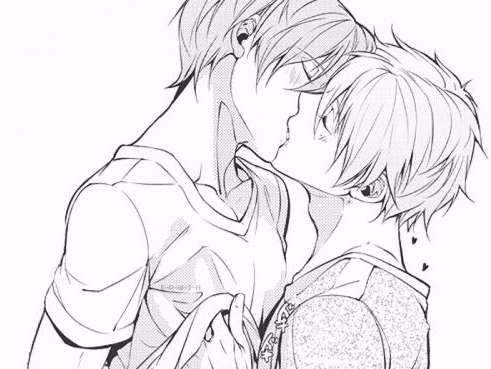 两个男生接吻简笔画图片