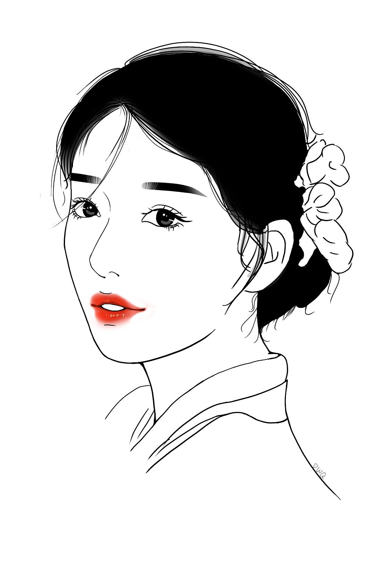 精致嘟嘟唇风手绘头像