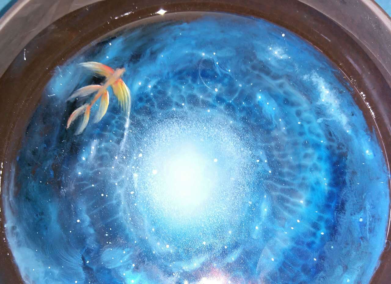 3d立体树脂画星空鱼系列纳海听风
