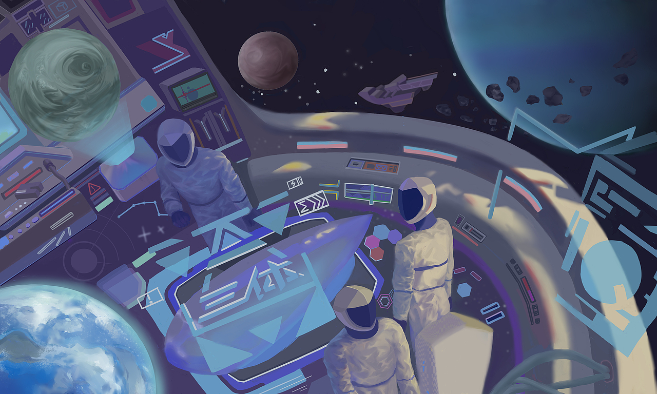 #三体创意合伙人# 场景描绘类 水滴前的地球舰队光辉