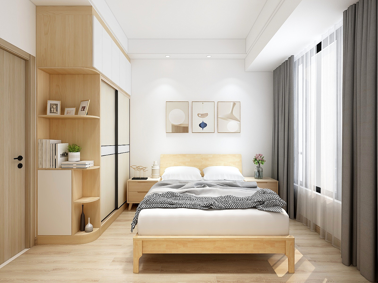 次卧室是未来小孩做准备,谁说小孩房就一定要做的可可爱爱的,我们稳稳当当的也没问题。日后小孩出生,再根据小孩的成长阶段添置装饰物,妥妥的幸福。