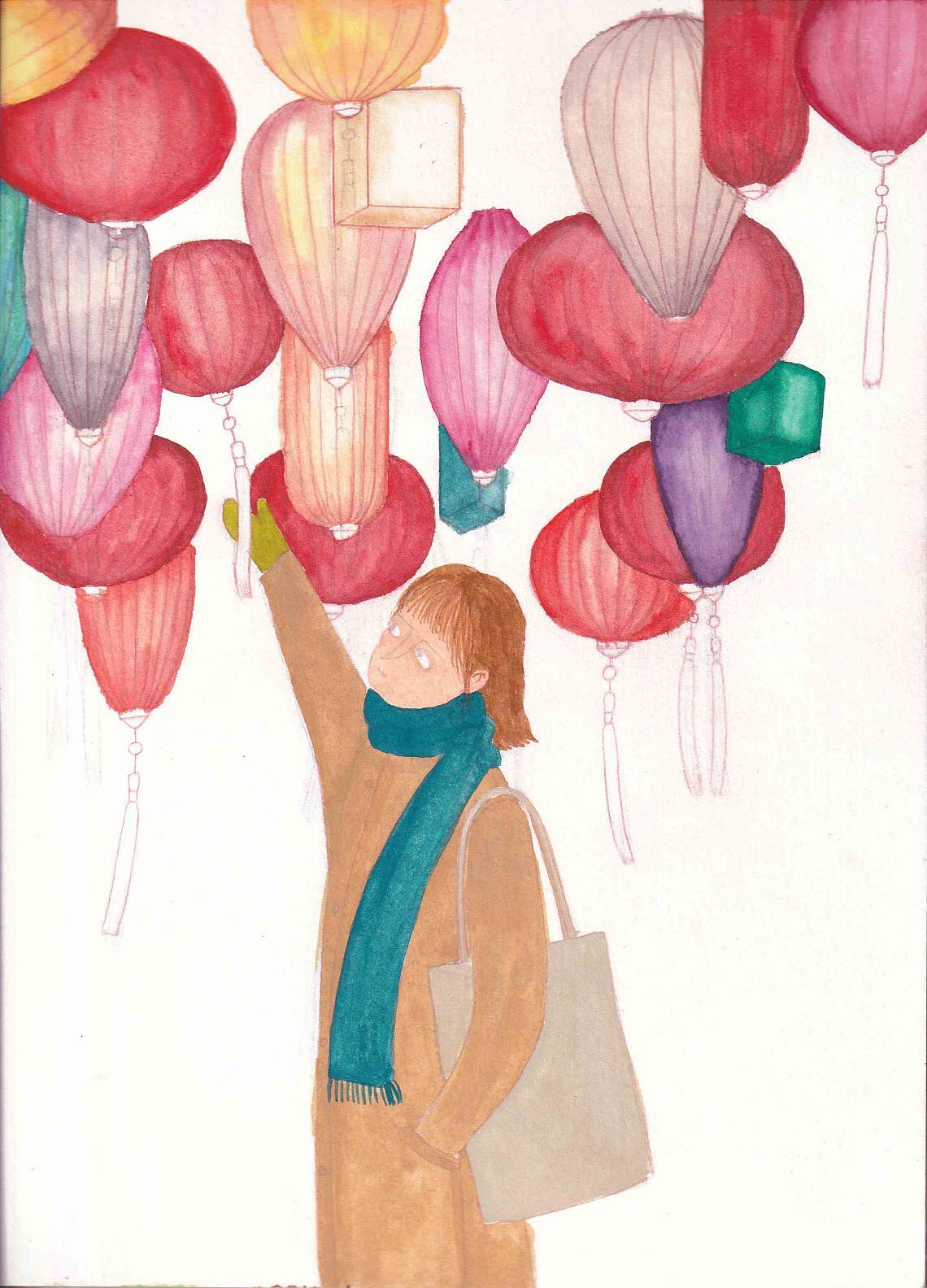 元宵节——逛花灯插画