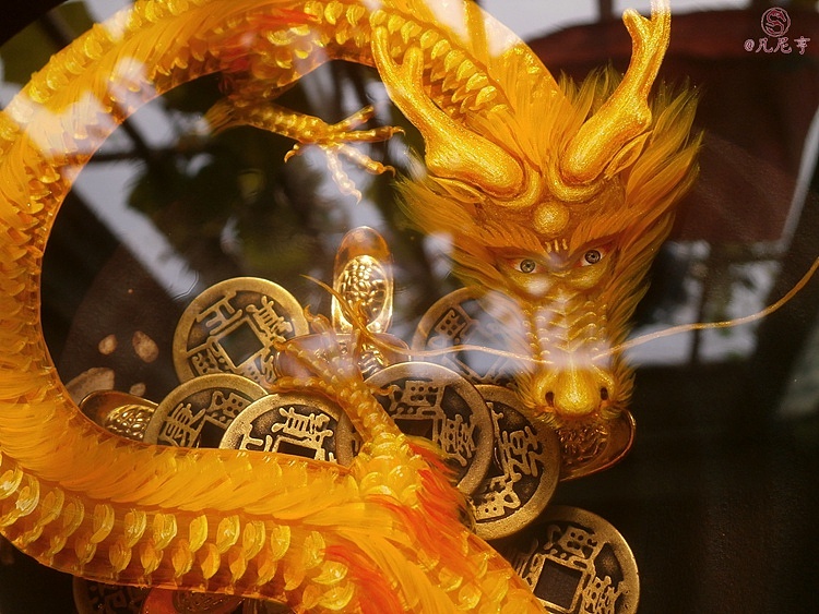 凡尼亨3d树脂画金龙聚宝盆