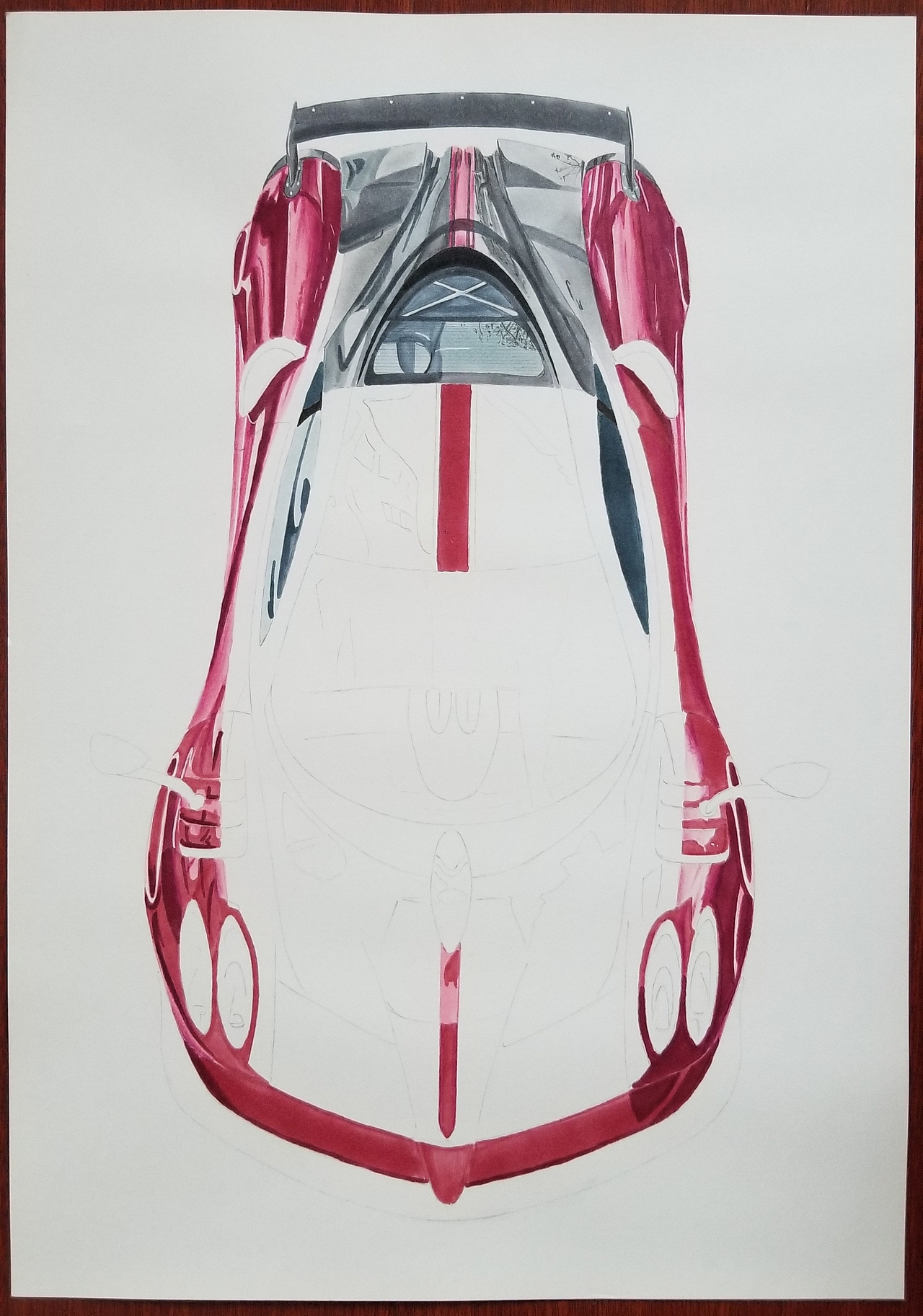 马克笔彩铅手绘汽车手绘帕加尼huayrabc