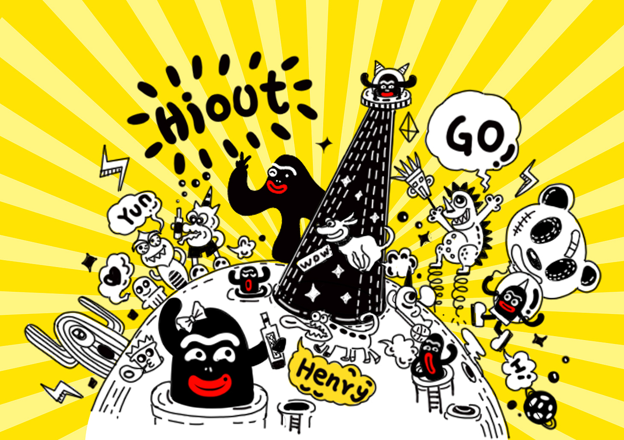 嗨团建手绘logo墙