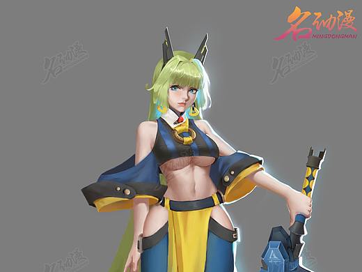 机甲持巨剑长发少女
