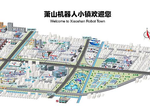 手绘插画定制-萧山机器人小镇景区