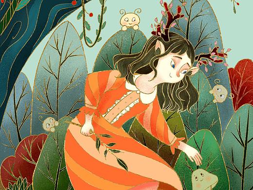 鹿角仙 春分（個(gè)人主頁(yè)-ZNTE2NTI3MTI=） - 兒童插畫 - 站酷設(shè)計(jì)師QUINNQI原創(chuàng)素材 - 站酷ZCOOL