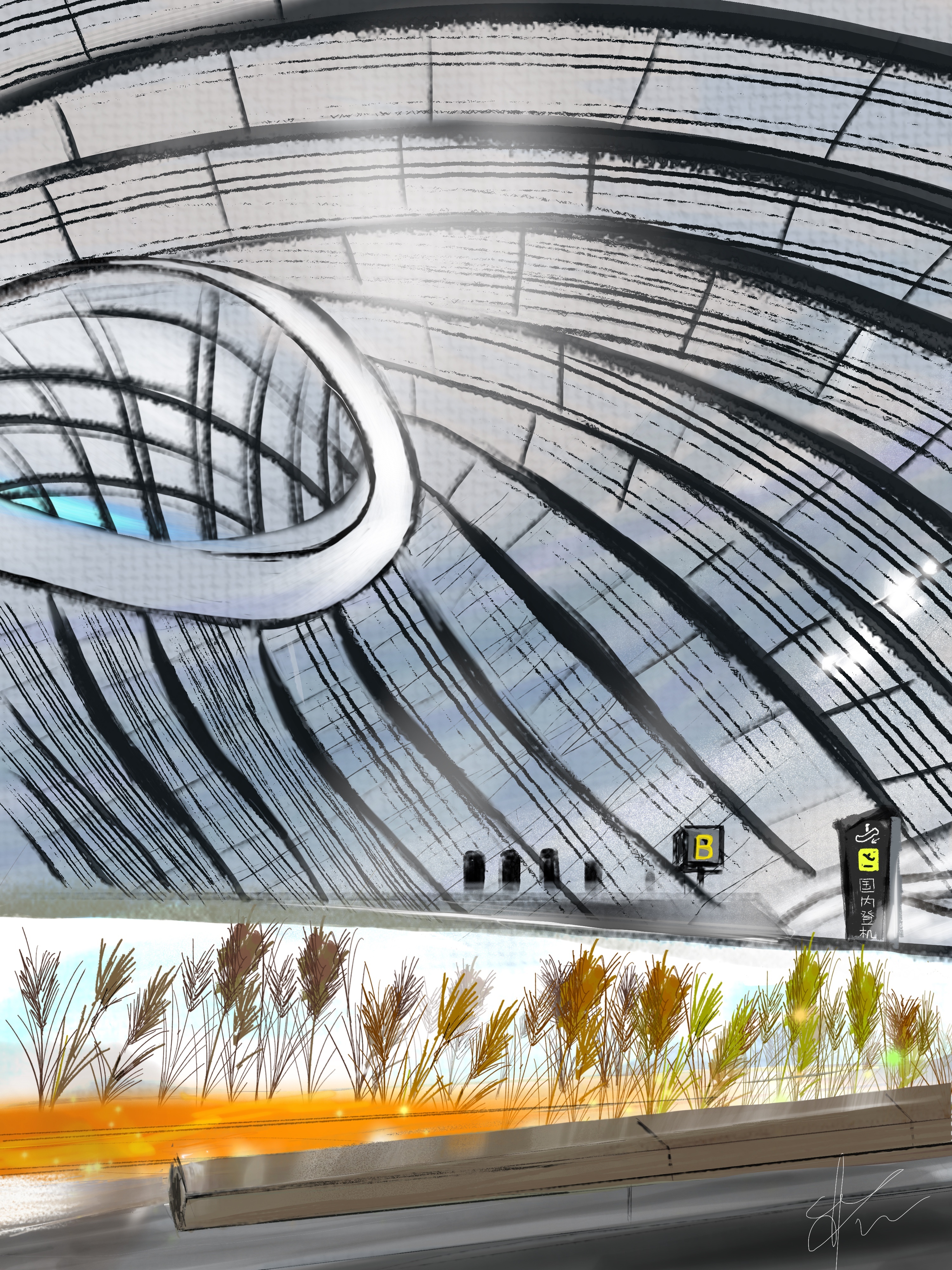 大兴机场2|插画|插画习作|就是61呗 - 原创作品 - 站酷 (zcool)