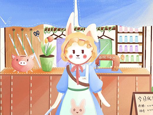 兔子針線鋪（個人主頁-ZNTU4ODczNzY=） - 兒童插畫 - 站酷設(shè)計師銅_tong原創(chuàng)素材 - 站酷ZCOOL