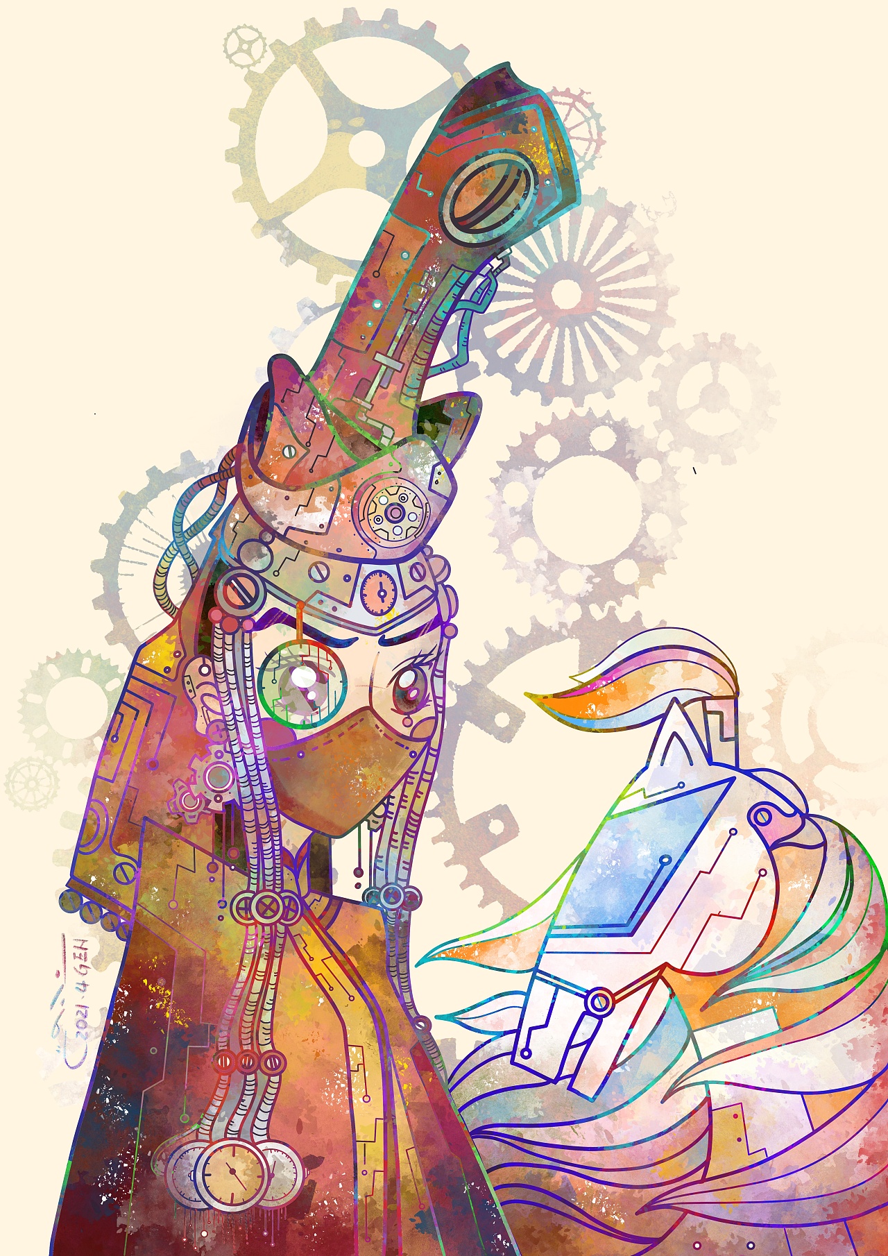 蒙古元素插画混搭