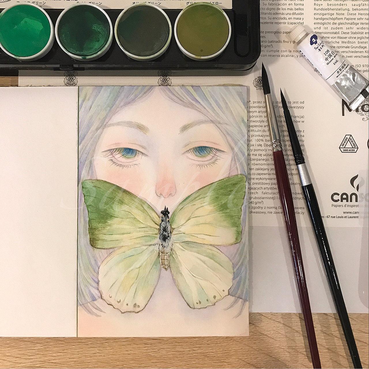 水彩蝴蝶少女合集