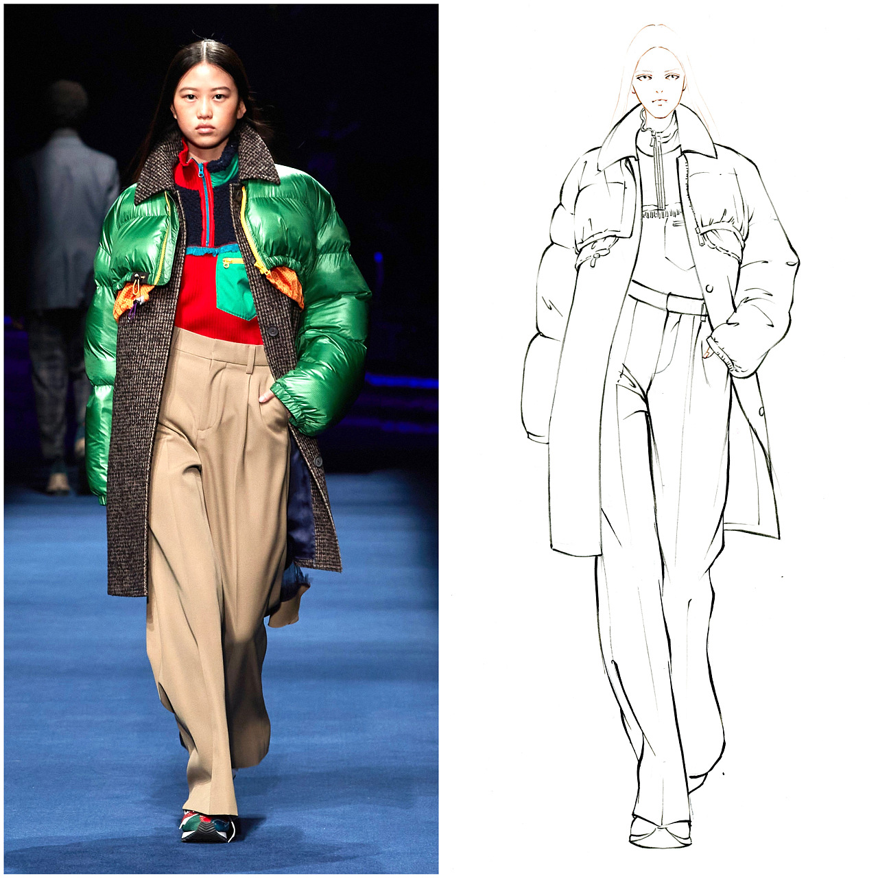 服装设计考研手绘羽绒表现