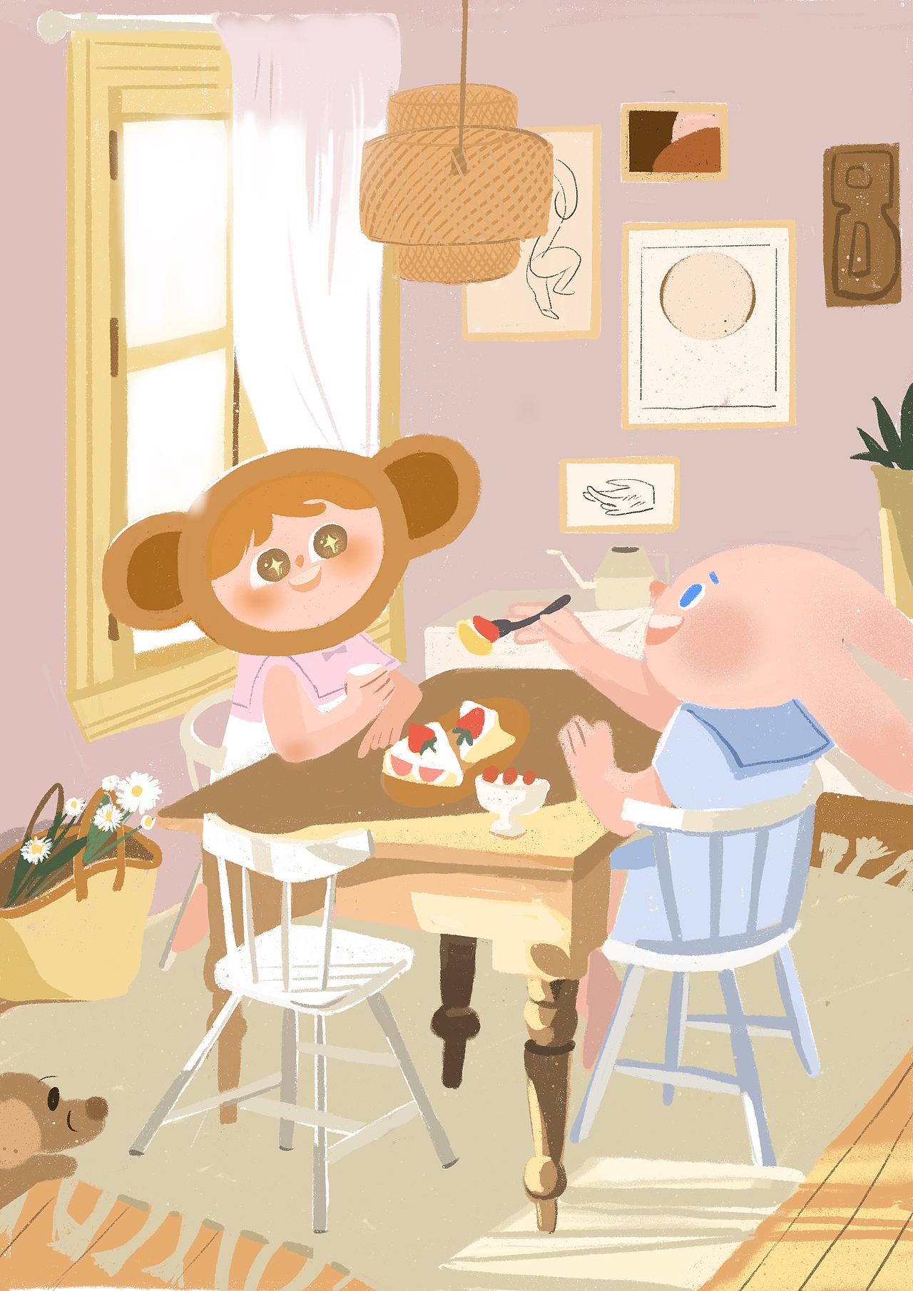 【桃子插畫系列】小飯的家（圖ZMjEzMDUyODQ0） - 兒童插畫 - 站酷設(shè)計(jì)師小桃子老師原創(chuàng)素材 - 站酷ZCOOL