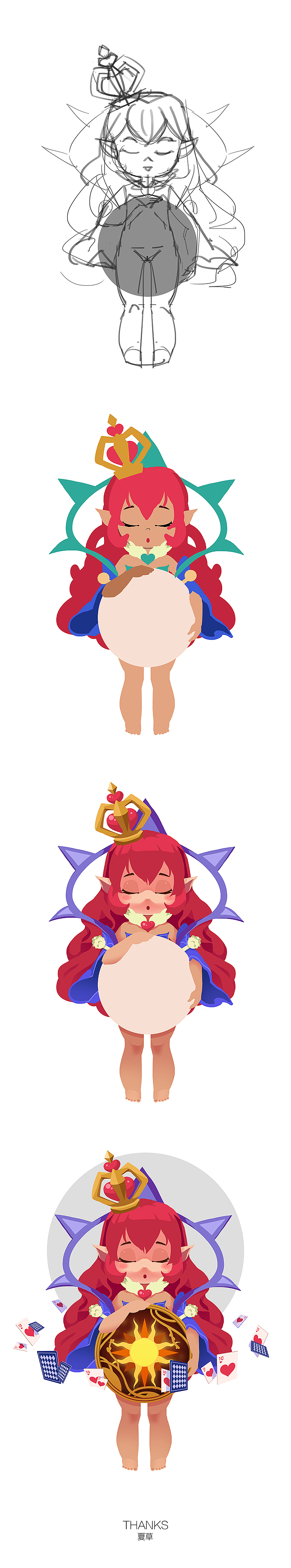 扑克花色（图ZMTAxODE5MjY0） - 商业插画 - 站酷设计师夏草插画原创素材 - 站酷ZCOOL