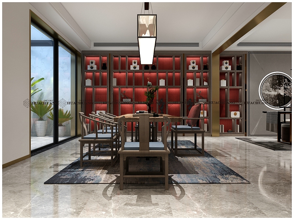 济南龙山希思庄园二期324平现代轻奢风格设计效果图