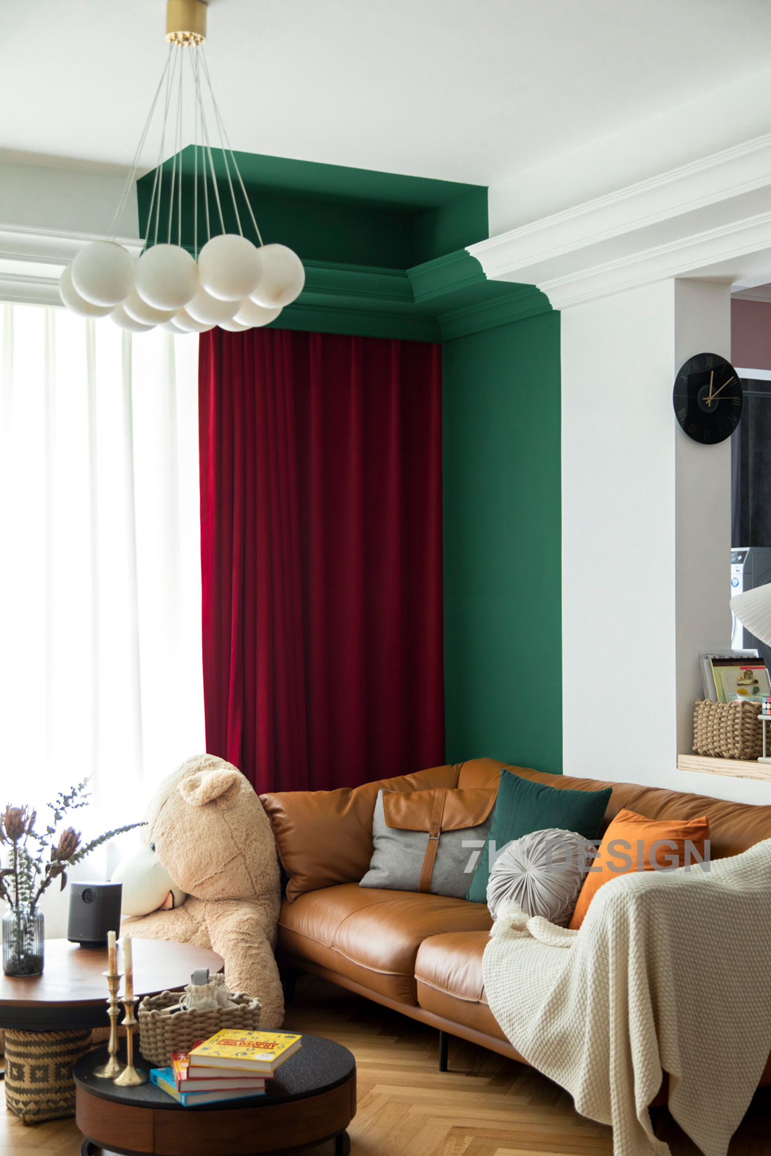 墨绿沙发配窗帘效果图图片