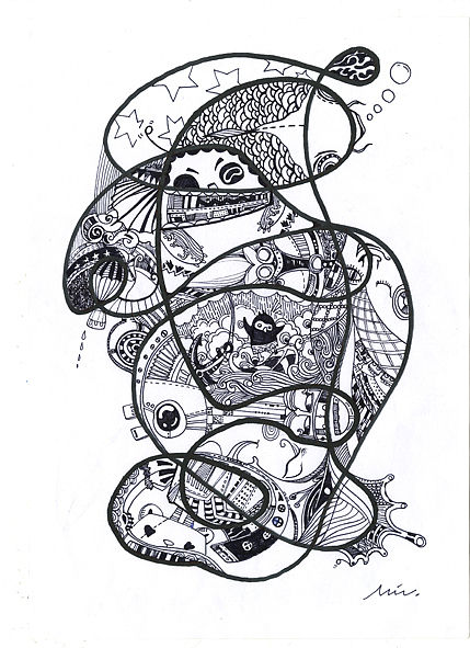 第三次的草稿,开始尝试用在随意画的线里面找形,根据被线分割出来的