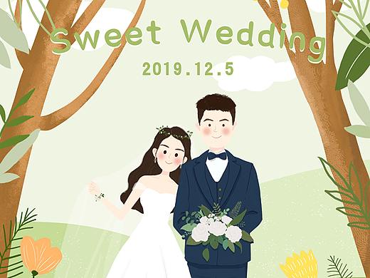 插画-手绘请柬/婚礼请帖/婚礼插画