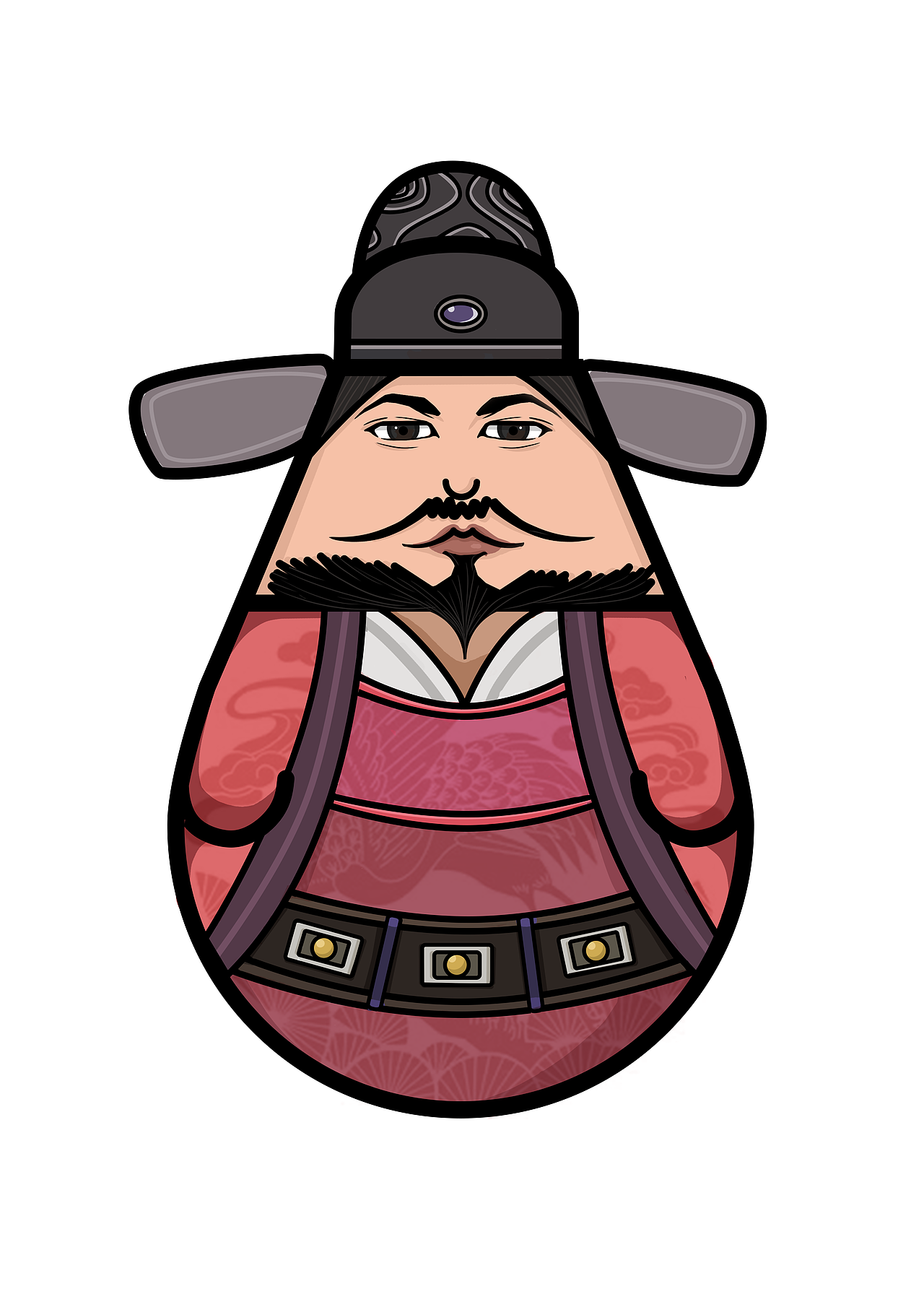 以不倒翁为原型,结合传统,近代,卡通的人物形象再设计的系列平面插画.