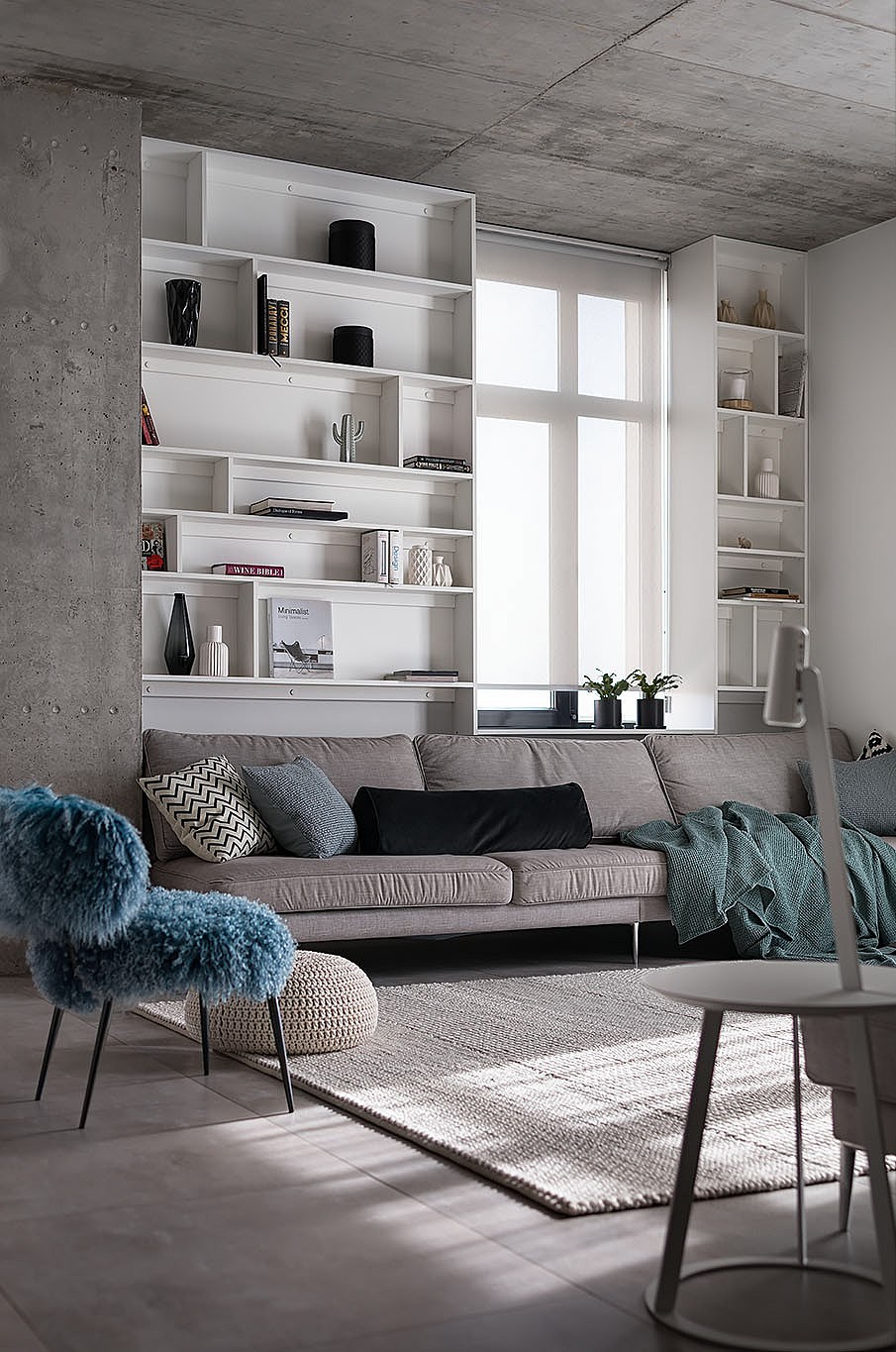 布局全开放,白色+深灰色,打造舒服温馨的家。