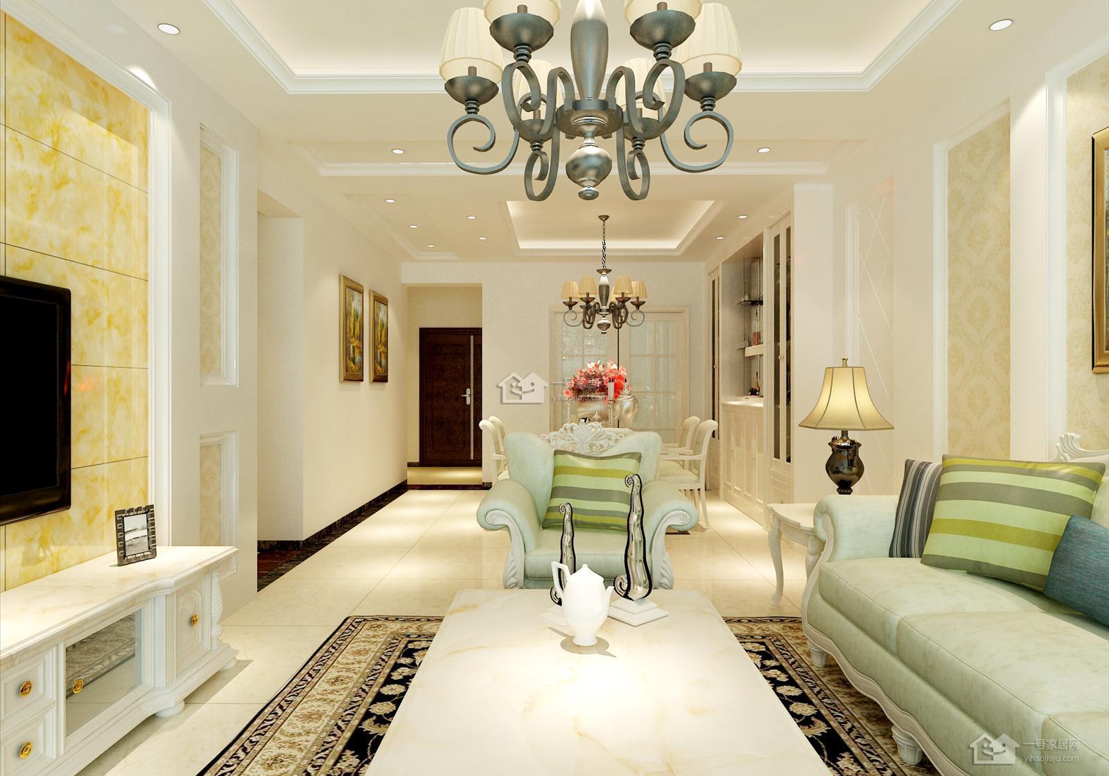 花果园欧式126平米三房二厅二卫装修案例