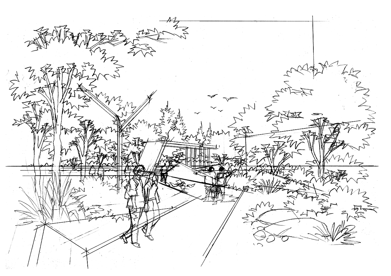 园林景观线稿步骤图上色作品欣赏(六)