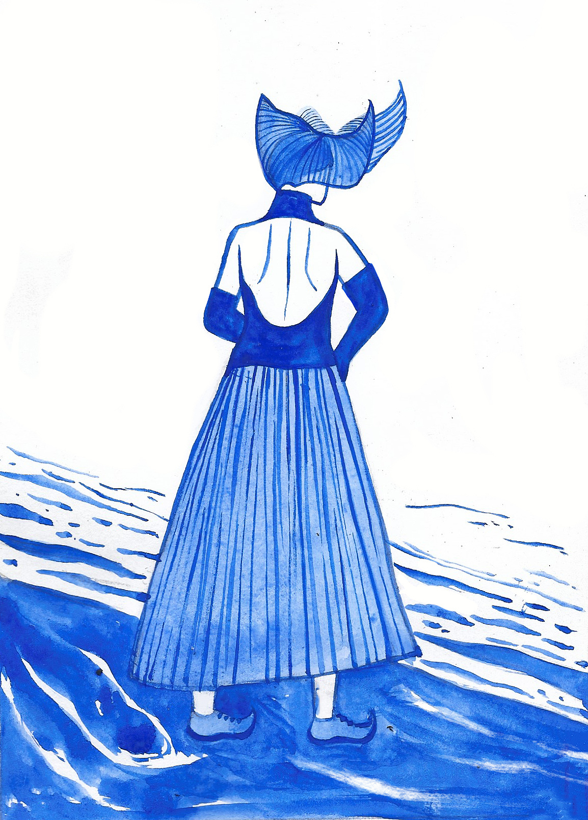 一组蓝色的插画