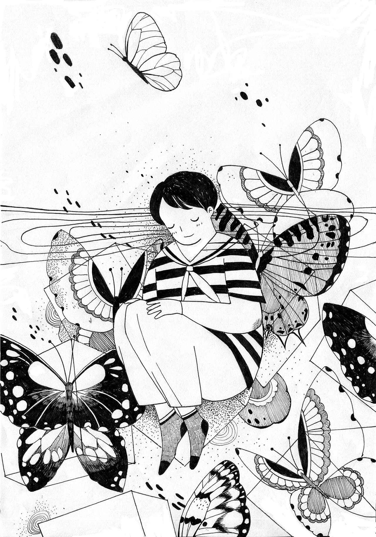 黑白插图 《插班生兄妹的秘密》（图ZMTM2MTgzODI0） - 儿童插画 - 站酷设计师yoonliu原创素材 - 站酷ZCOOL